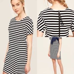 Lole black  and Off white striped short sleeve “selah” shift Dress